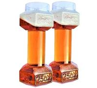 Dumbbell beer glasses, shipped in robust packaging with "25OZ" molded on side, each glass holds 25 ounces of beer; a funny present for both men and women (2, Not personalized)