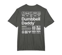 Dumbbell Daddy and Dad Gym Workout Father Funny T-Shirt, Men's Big and Tall, Asphalt Grey, 2X Tall