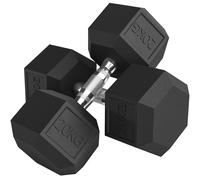 Dumbbell Hex Rubber 20kg Black Steel Knurled Grip Compact Home Gym Pair Portable