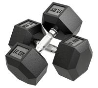 Dumbbell Pair Black Rubber Hex 17.5 kg Steel Core Compact Knurled Handle Set