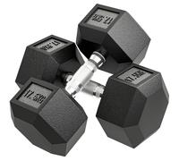 Dumbbell Pair Black Rubber Hex 17.5 kg Steel Core Compact Knurled Handle Set