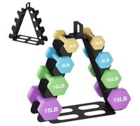Dumbbell Rack 4 tier(Dumbbells not included), A-Frame Black Metal Dumbbell Holder with Handle, Multilevel Weight Storage Organizer for Dumbbells, Tree Shape Compact Weight Rack/Holder