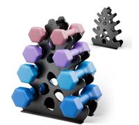 Dumbbell Rack Stand (Dumbbells Not Included) with Soft Rubber Protection, Ergonomic Handle & Coral-Inspired Style - Compact Weight Storage Solution, 4 Tier