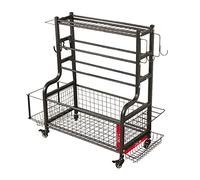 Dumbbell Rack Stand, Home Gym Storage For Dumbbells Kettlebells Yoga Mat and Balls, All in One Workout Storage with Wheels And Hooks