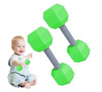 Dumbbell Rattle - 2pcs Training Exercise Toy | Dumbbell Lightweight Engaging Play Sensory Teething Workout Shaker Fitness Barbell Grasping Ring Sound Maker For New Parents