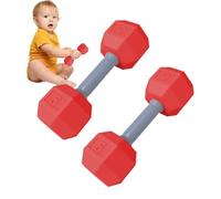 Dumbbell Rattle - 2pcs Training Exercise Toy | Dumbbell Lightweight Engaging Play Sensory Teething Workout Shaker Fitness Barbell Grasping Ring Sound Maker For New Parents