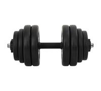 Dumbbell Set 15kg Metal Bar Plastic Coated Plates Anti-Slip Handle 45cm QuietPro