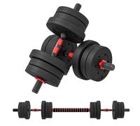 Dumbbell Set 20kg Adjustable 2-in-1 Barbell Dumbbells Black Plastic 21x21x4cmGym