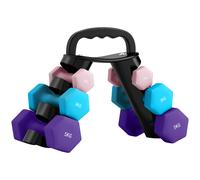SPORTNOW Dumbbells Set with Storage Rack, 2 x 1kg, 2 x 3kg, 2 x 5kg, Pink, Pink