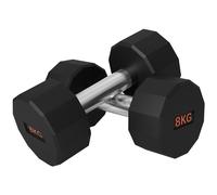 Dumbbell Set 2x6kg Black & Orange 12-Sided Rubber Coated 26x12x12cm NonSlip Gym