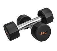 Dumbbell Set 2x6kg Black Orange 12-Sided Rubber Coated Steel Grip Stackable Rack