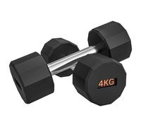 Dumbbell Set 6kg Pair Black Orange 12-Sided Non-Roll Rubber Coated Steel Grip