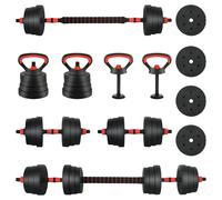 vidaXL 4-in-1 Dumbbell Set 30kg Black and Red