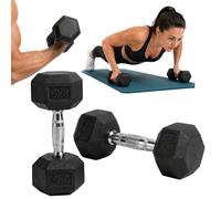 Relaxdays Dumbbells, Set of 2, Cast Iron, kg, Coated, Non-slip, Black | Aerobic dumbbells, home workout, dumbbells