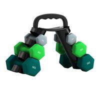 Dumbbell Set Grey Green Turquoise 30Hx10Dx42Wcm Metal Plastic 2x1kg 2x2kg 2x3kg