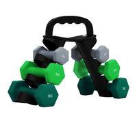 Dumbbell Set Grey Green Turquoise Metal Plastic 2x1+2x2+2x3kg 30x10x42cm HexRack