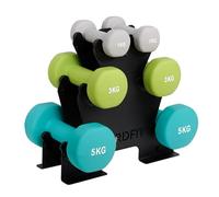 Dumbbell Set with Rack 1kg 3kg 5kg - Neoprene Coated - Perfect for Women and Beginners by NORDFIT (Dumbbell Set with Rack (1, 3 & 5kg pairs))