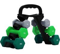 SPORTNOW Dumbbells Set with Carry Storage Rack - 2 x 1kg - 2 x 2kg - 2 x 3kg | TJ Hughes Green