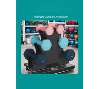 Dumbbell Set with Stand, Hand Weights Set for Home, 1 kg/2 kg/3 kg, Vinyl Coated, Green, Turquoise, and Light Grey