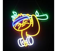 Dumbbell Sloth Neon Sign, Sloth Lifting The Weight Led Sign, Custom Neon Sign, Gym Room Wall Decor, Gymnastic Neon Wall Art Sign Christmas Birthday Gift