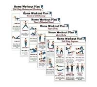 Dumbbell Workout Poster 25.4x20.3cm Training Poster Set - Exercise Guide Charts Yoga Challenge Sheet Home Gym Fitness Wall Chart Strength Training Visual Routine Posters 6PCS