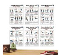 Dumbbell Workout Poster Set, With Easy Visual Reference, 6 Pieces Full Body Home Gym Fitness Guide, Muscle Engagement Chart, Motivational And Clear Illustrations, For Men, Women, Adults
