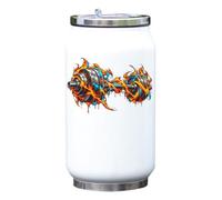 Dumbbell Wrapped in Flames Design Vacuum Insulated Thermal Beverage Can Bottle White