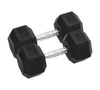 Dumbbells 2pcs 20kg Black Rubber-Coated Cast Iron Chrome Handles 32x13.5x11.5cm