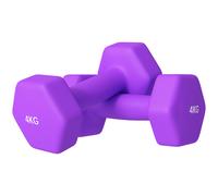 Dumbbells 2x4kg Purple Plastic Hex Non-Slip Grip Home Gym Pair 19x9x9cm Protect