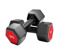 Dumbbells,5kg Non-Slip Hexagonal PVC Sand Iron Mixture Dumbbell,for Weight Loss Exercise Body Building Gym Equipment,Dumbbells Sold As a Pair / 2 x 5kg / 28x12cm