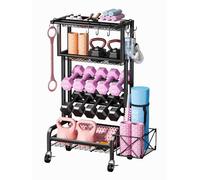 Dumbbells Rack and Organizer, Home Gym Storage Weight Rack with 360° Wheels, Multifunctional Gym Storage Holder for Yoga Mat, Yoga Ball,Foam Roller,Exercise Equipment