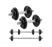 SONGMICS 2-in-1 Cast Iron Dumbbells, 2 x 10 kg Weight Plates, Adjustable for Men Women Workout, Fitness Training, Weight Lifting, Home Gym, Ink Black SYL20LBKV1