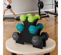 Dumbbells Set with Stand, Neoprene Hex Dumbbells, Black + Blue + Green