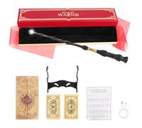 Dumbledore Wand, 38CM Glowing Magic Wand, Spell Cards with Gold-Embossed Train Tickets, Maps, Black Sword Stand, Gift Box Packaging for Carnival Halloween Props, Birthday Gifts for Magic Enthusiasts
