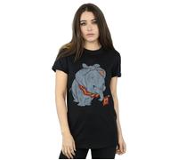 Dumbo Classic Tied Up Ears Cotton Boyfriend T-Shirt Disney Black XL