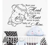 Dumbo Quote Wall Decal Elephant Vinyl Stickers Wallpaper for Kids Rooms Baby Nursery Art Decals Mural Bedroom Home Decor 86 * 57Cm
