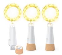 Dumcuw Bottle Lights, 20 LED Fairy Lights Battery Operated USB Rechargeable 2024 Upgraded Bottle Light with Cork for Christmas Decorations(Warm White, 4 Pack)