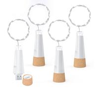 Dumcuw Bottle Lights, 20 LED Fairy Lights Battery Operated USB Rechargeable 2024 Upgraded Bottle Light with Cork for Christmas Decorations