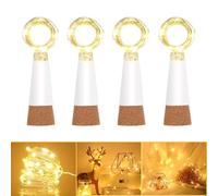 Dumcuw Cork Bottle Lights, USB Rechargeable Fairy Lights for Wine Bottles, Waterproof Copper Wire String Light 59 Inch 15 LED for DIY Party Wedding Christmas Decor(Warm White, 4 Pack)