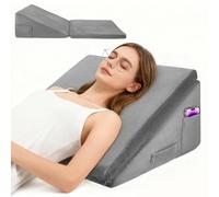 Dumenix Bed Wedge Pillow, 10-in-1 Folding Memory Foam Sleeping Support Pillow, Dual Layer Adjustable Incline Triangle Orthopaedic Cushion for Sleep Apnea, Acid Reflux, Back Pain, Leg Elevation (Grey)