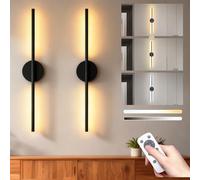 Dumenix Rechargeable Wall Sconce Lights Set of 2,Battery Operated Wall Lights,Wireless Wall Sconces Remote Control & Touch Switch,Dimmable 3 Colors,10000mah,Timer,70CM for Living Room Bedroom Hallway
