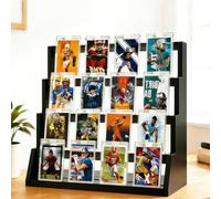 Dumenix Trading Card Display Stand 4-Tier, Wooden Card Shelf for Graded Cards Fits PSA BGS SGC Slabs & Magnetic Holders, Storage for Baseball Football Basketball Collection, Desk Display & Gift