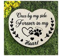 DUMING-IN Pet Memorial Stones for Dogs, Garden Resin Dog Memorial Gifts for Loss of Dog, Heart-Shaped Loss of Dog Sympathy Gift, Once by My Side Forever in My Heart Cat Memorial Stones