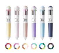 Duminyu 6-Piece 10-in-1 Multi Colour Pens Set, 60 Colors 0.8mm Retractable Ballpoint Pens Fine Point, Versatile Multi Colored Pen for Drawing Writing DIY Crafts