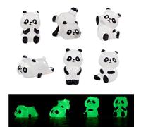 Duminyu 6PCS Glow in The Dark Panda Miniatures,Resin Animals Glow Panda Miniatures,Tiny Resin Animals for Home Garden & Desk Decor,Mini Plastic Animals & Animals for Glow Landscape