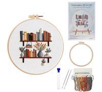 Duminyu Beginner Embroidery Kit for Adults,Complete Starter Cross Stitch & Punch Needle Kit with Hoops,Threads,Patterns,Step-by-Step Guide,DIY Crafts & Sewing Accessories Gift Set,Cross Stitch Kits,C