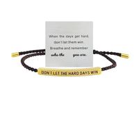 Duminyu Don't Let the Hard Days Win Bracelet, Strength & Motivational Wristband for Women - Adjustable Braided Rope Bracelet, Inspirational Gifts for Friend,Daily Reminder of Resilience & Hope,Gold
