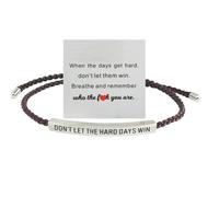 Duminyu Don't Let the Hard Days Win Bracelet, Strength & Motivational Wristband for Women - Adjustable Braided Rope Bracelet, Inspirational Gifts for Friend,Daily Reminder of Resilience & Hope,Silver