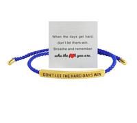 Duminyu Don't Let the Hard Days Win Bracelet, Strength & Motivational Wristband for Women - Adjustable Braided Rope Bracelet, Inspirational Gifts for Friend,Daily Reminder of Resilience & Hope,Blue