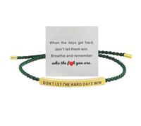 Duminyu Don't Let the Hard Days Win Bracelet, Strength & Motivational Wristband for Women - Adjustable Braided Rope Bracelet, Inspirational Gifts for Friend,Daily Reminder of Resilience & Hope,Green